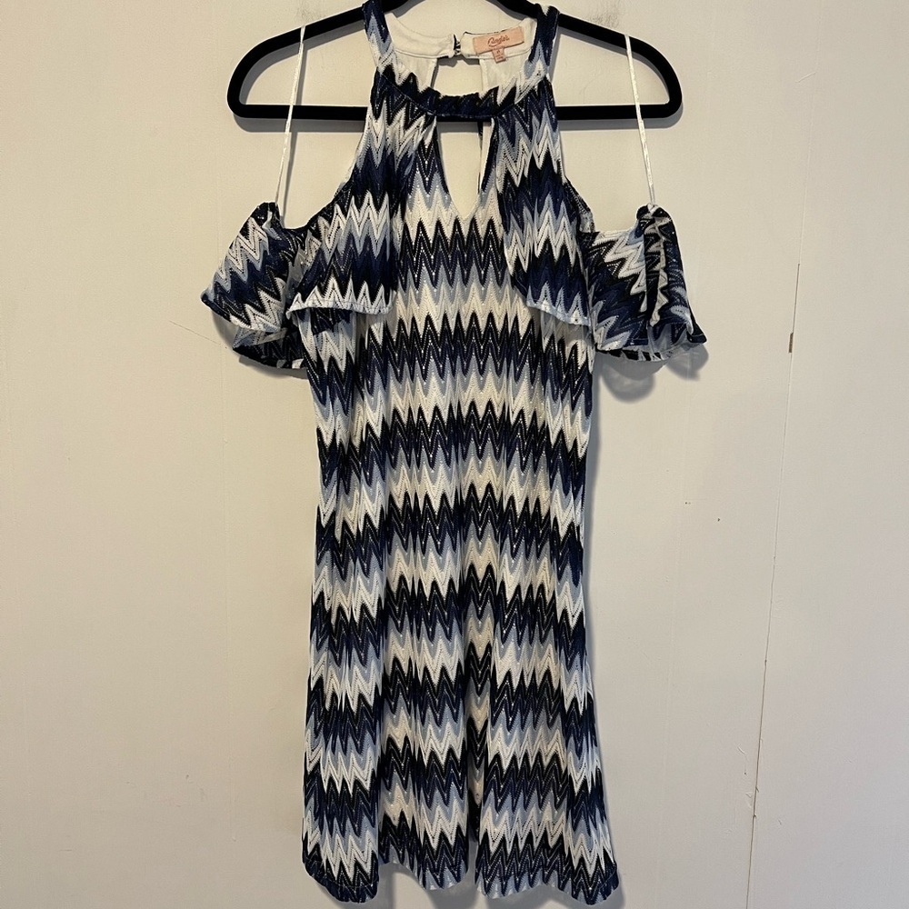 Candies Bare Shoulder Halter Mini Dress with Button Closure T1*